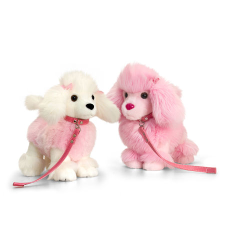 Keel Toys Standing Poodle Pudel weiß/rosa oder rosa